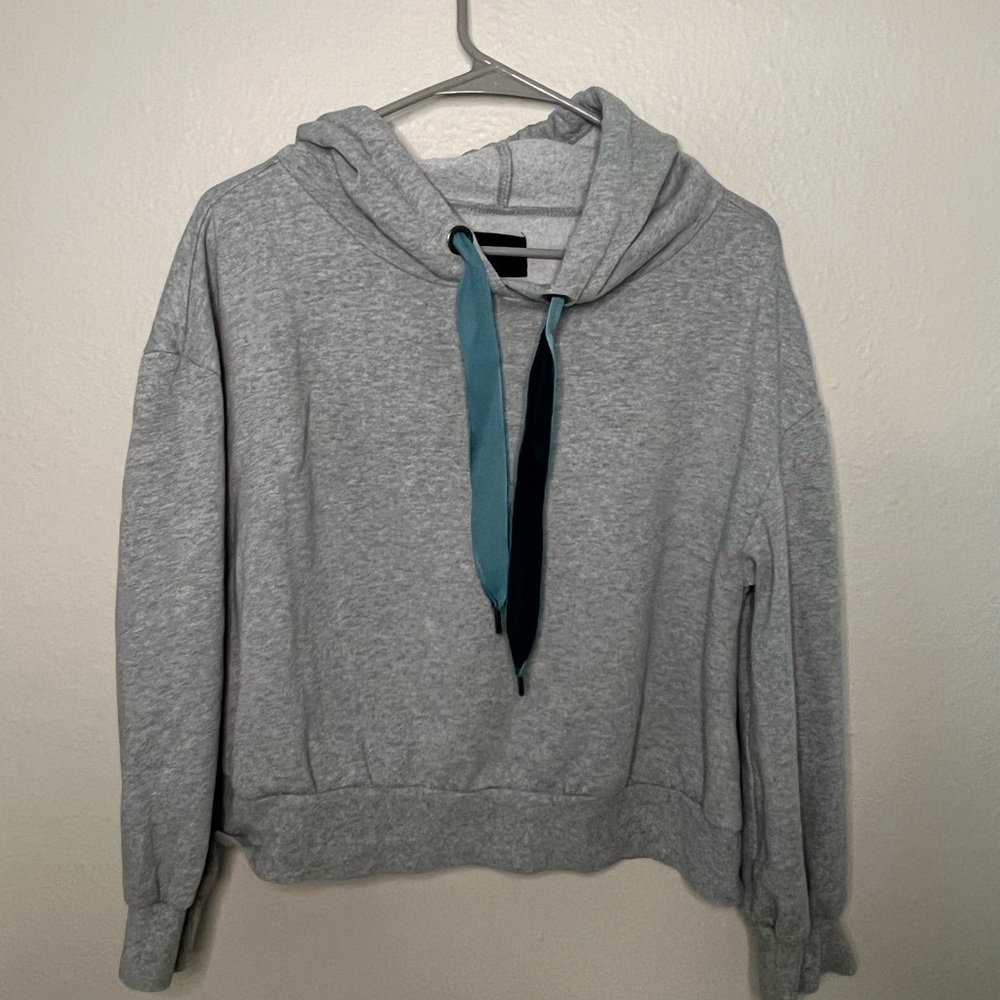 Free Press Gray and Blue Cropped Sweater